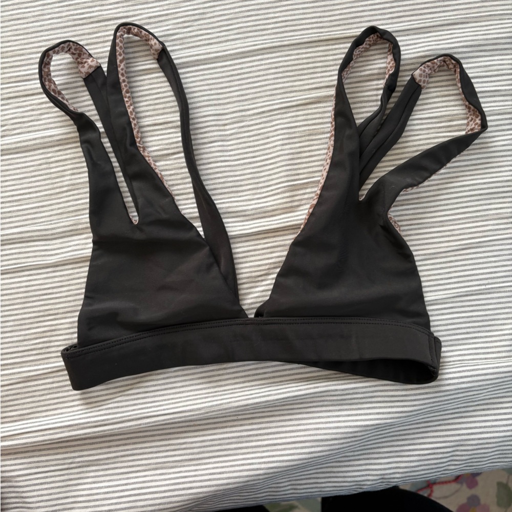 Acacia Black Strappy Bikini Top - Size P